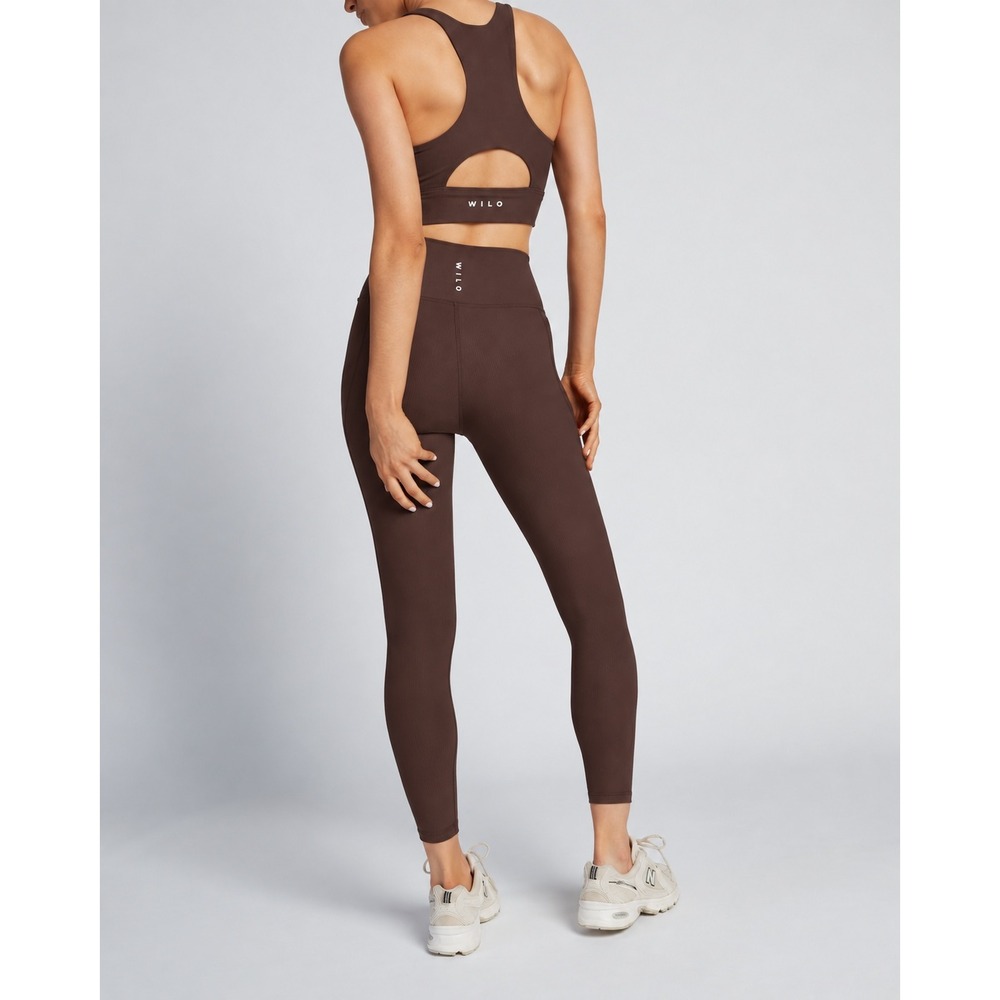 Wilo The Label Brown Ribbed Leggings XS High Waisted Side Pocket